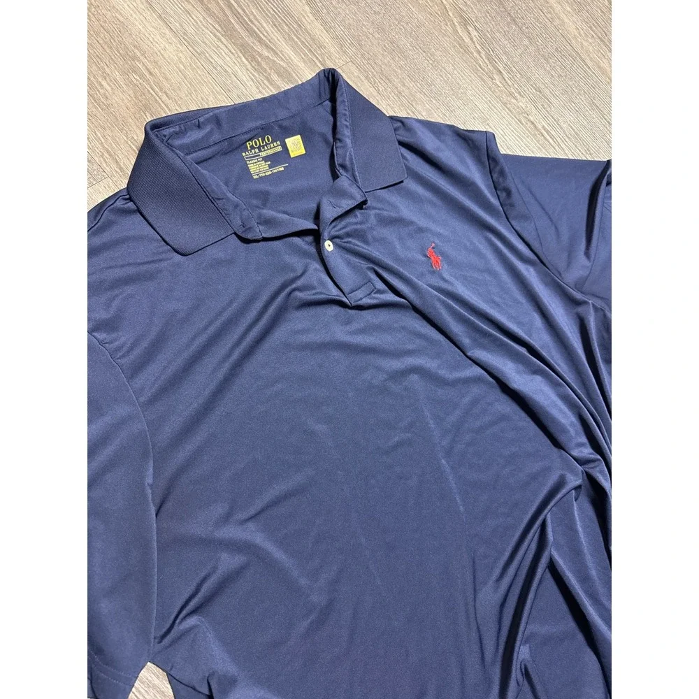 Polo Ralph Lauren Performance Mens XXL Navy Blue Classic Fit Short Sleeve Polo